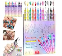 Declrationun 12 Colors Nail Art Pens Set, Nail Art Markers for Gel Nails, Nails Art Marker Pens, 3D Nail Polish Pen for Graffiti Dotting Drawing Painting Point Liner (3PCS)