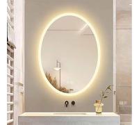 Decmiroor 70x90cm Ovale Miroir Lumineux pour Salle de Bain 50x70cm Miroir Cosmétique à LED avec Éclairage à Intensité Variable Miroir Mural avec Fonction Désembuage(Frosted Edge,32 * 24in)