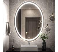 Decmiroor 70x90cm Ovale Miroir Lumineux pour Salle de Bain 50x70cm Miroir Cosmétique à LED avec Éclairage à Intensité Variable Miroir Mural avec Fonction Désembuage(Front Light,28 * 20in)