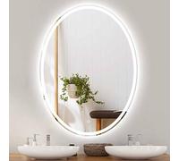 Decmiroor 75x100cm Miroir Mural Lumineux, Ovale Miroir de Salle de Bain avec Lumière de 3 Couleur, Miroir de Maquillage à LED, Anti-buée, Lumière Avant et Rétro-éclairé(30 * 40inch)