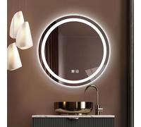 Decmiroor 80cm Miroir Lumineux de Salle de Bain 110cm Rond Miroir Mural à LED avec Rétro-éclairé et Lumière Avant, 3 Température de Couleur Réglable, Désembuage(Frontlit,50cm/20in)