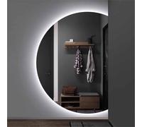 Decmiroor Anti-Buée Dimmable Miroir de Salle de Bain avec Interrupteur Tactile, LED Demi-Cercle Miroir de Vanité Mural, Demi Lune Rétroéclairé Miroir Pleine Longueur 120/130CM(Left,39" Lx28 W)