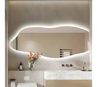 Decmiroor Asymétrique Miroir Lumineux LED, Miroir de Salle de Bain Mural avec Éclairage à Intensité Variable, Miroir Décoration Rétro-éclairé, 3 Couleurs(Right-Cut,39.4"*23.6"/100 * 60cm)