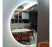 Decmiroor Demi-Cercle LED Miroir Cosmétique Mural, Mode Miroir de Salle de Bain avec Anti-buée, 3 Couleurs de Lumière, Demi Lune Miroir Rétro-éclairé Décoration(Left,Dia 90cm)