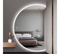 Decmiroor Grand Miroir Mural LED Demi-Cercle 120/130CM Miroir de Vanité de Salle de Bain Dimmable Anti-buée HD Miroir de Maquillage avec Bouton Tactile(Left Half,47"/120cm)