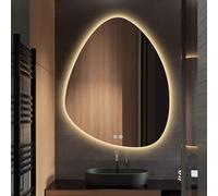 Decmiroor Irrégulier Miroir Mural Lumineux, Miroir de Salle de Bain à LED Dimmable, Miroir Décoration Rétro-éclairé en Forme de Goutte d'eau, Interrupteur Tactile(50x70cm/19.7x27.6in)