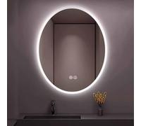Decmiroor Miroir Mural de Salle de Bain, 70/80/90cm Miroir Cosmétique à LED, 100cm Ovale Miroir Lumineux avec Éclairage à Intensité Variable, Désembuage HD(Frosted Edge,40x30in)