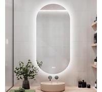 Decmiroor Miroir Salle de Bain Mural avec Éclairage LED, Intelligent Miroir de Maquillage Dimmable Anti-buée, Ovale, Lumière Avant/Rétro-éclairé, pour Maison(Backlit,24"x40")