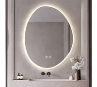 Decmiroor Ovale Miroir de Vanité Mural avec Illumination LED, Miroir de Salle de Bain Irrégulier 70 * 90 cm, 3 Température de Couleur Dimmable, Désembuage(24 * 31in)