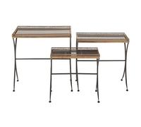Deco 79 97292 Table gigogne en métal et marbre S/3 66 cm, 58,4 cm, 50,8 cm