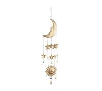 Deco 79 Carillon éolien 41425 - Lune éclectique - Étoiles et Soleil - 2,5 cm de Large x 99,1 cm de Haut - Doré