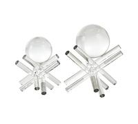 Deco 79 Crystal Abstract Decorative Sculpture Jack Inspired Home Decor Statues with Clear Resting Orbs, Set of 2 Accent Figurines 8", 7" H, Clear