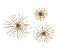 Deco 79 Décoration murale 3D Starburst en métal, lot de 3, 6", 9", 12" de largeur, doré