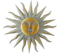 Deco 79 Décoration Murale en métal Vieilli pour intérieur et extérieur avec Accents et rainures Imitation cuivre, 88,9 x 2,5 x 88,9 cm, doré