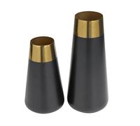 Deco 79 Lot de 2 vases décoratifs en Acier Inoxydable avec Bords dorés pour décoration de la Maison, 27,9 cm, 20,3 cm de Haut, Noir