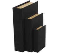Deco 79 Lot de 3 boîtes à livres imitation lin, 30,5 cm, 22,9 cm, 15,2 cm de haut, noir