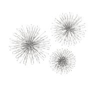 Deco 79 Lot de 3 décorations murales attrayantes en métal argenté, fer, 61 x 12 cm