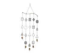 Deco 79 Metal Geometric Indoor Outdoor Windchime Garden Decor with Glass Mirrors and Bells, Hanging Ornament 14" x 1" x 32", Brown