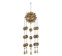Deco 79 Metal Glass Sun Windchime 9" W, 37" H-24318, 9" x 37"