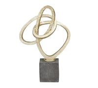 Deco 79 Polystone Sculpture décorative Abstraite Lien Statue de décoration d'intérieur avec Base Noire Figurine Accent 27,9 x 10,2 x 43,2 cm Doré