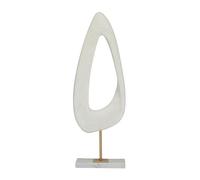 Deco 79 Sculpture Abstraite découpée en polystone avec Support en marbre Blanc 17,8 x 7,6 x 50,8 cm