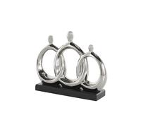 Deco 79 Sculpture de Famille en céramique avec Base rectangulaire Noire, 30,5 x 2,5 x 25,4 cm, Argent