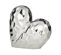 Deco 79 Sculpture décorative en céramique en Forme de cœur en Porcelaine inspirée de l'origami - Figurine décorative - 30,5 x 15,2 x 27,9 cm - Argenté