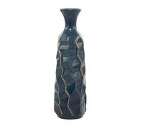 Deco 79 Vase à facettes en céramique avec Accents dorés, 15,2 x 15,2 x 53,3 cm, Bleu