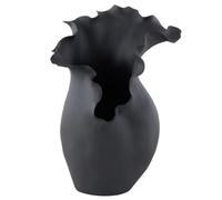 Deco 79 Vase décoratif Abstrait en céramique d'inspiration Florale avec Bord ondulé, Vase à Fleurs pour décoration de la Maison, 25,4 x 20,3 x 40,6 cm, Noir