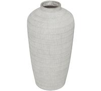 Deco 79 Vase texturé en céramique avec Motif linéaire, 30,5 x 30,5 x 58,4 cm, crème