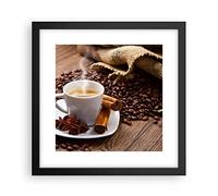 Deco Affiches Murales 30x30cm Affiche Decoration Murale Café noir petit déjeuner chocolat Cuisine Wall Art Design Moderne Poster Cadre Noir Tableau Decoration Salon Chambre Decor P2BAC30x30-2152