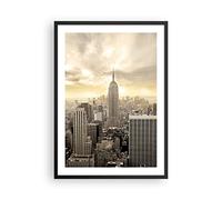 Deco Affiches Murales 50x70cm Affiche Decoration Murale Ville Gratte-ciel Manhattan New York Cuisine Wall Art Design Moderne Poster Cadre Noir Tableau Decoration Salon Chambre Decor P2BPA50x70-2630