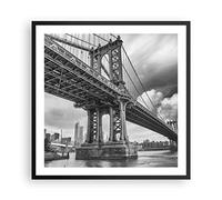 Deco Affiches Murales 60x60cm Affiche Decoration Murale Manhattan Pont Noir Et Blanc Cuisine Wall Art Design Moderne Poster Cadre Noir Tableau Decoration Salon Chambre Decor P2BAC60x60-4156