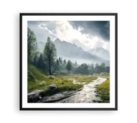 Deco Affiches Murales 60x60cm Affiche Decoration Murale Paysage De Montagne Rivière Forêt Cuisine Wall Art Design Moderne Poster Cadre Noir Tableau Decoration Salon Chambre Decor P2BAC60x60-5333