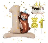 Deco Anniversaire 1 An Fille Garcon, Ballon Ours avec Bougie 1 An