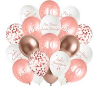 Deco Anniversaire 40 Ans, 30pcs Ballons Decoration, Confetti Anniversaire 40 Or Rose, Happy Birthday Ballon pour Homme Femme, Ballons en Latex Joyeux