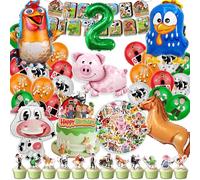 Deco Anniversaire Animaux De La Ferme, 50 Pcs Animaux De La Ferme Stickers, Ballon Anniversaire Animaux De La Ferme, 2 Ans Anniversaire Thème Animaux Ferme, Decoration Animaux De La Ferme Gateau