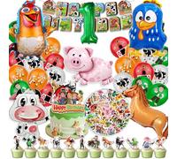 Deco Anniversaire Animaux De La Ferme, 50 Pcs Animaux De La Ferme Stickers, Ballon Anniversaire Animaux De La Ferme, 1 Ans Anniversaire Thème Animaux Ferme, Decoration Animaux De La Ferme Gateau