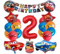 Deco Anniversaire Cars 2 Ans, Ballon Cars Anniversaire, Decoration Anniversaire Voiture, Happy Birthday Banderole, Kit Decoration Anniversaire, Décoration de Gâteau
