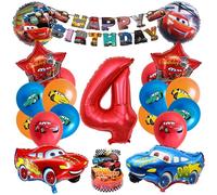 Deco Anniversaire Cars 4 Ans, Ballon Cars Anniversaire, Decoration Anniversaire Voiture, Happy Birthday Banderole, Kit Decoration Anniversaire, Décoration de Gâteau