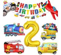 Deco Anniversaire Garcon, Deco pour Anniversaire Garcon, Tracteur Ballons de Feuille D'automobile, Ballon Anniversaire Decoration Garcon 1 2 3 4-10 Ans, Camion, Chantier, Cars, Garçon