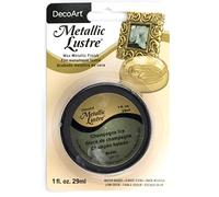 DecoArt Americana Décor Chalky Finition plate et cire métallique et pinceau de finition à la craie 2" Metallic Lustre Wax Champagne Ice