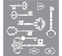 DECO ART Masque Mixed Media Pochoir STENCIL 30x30 - Décoration Americana - Vintage Keys, touches