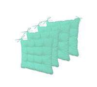 deco arts Coussin de Chaise - Lot de 4 Coussins Carrés avec Attaches pour Chaises Intérieur ou Extérieur - Polyester 65% & Coton 35% - Galette Certifiée Oeko-TEX - 40 x 40 cm, 380 g, Vert Mint