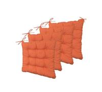 deco arts Coussin de Chaise - Lot de 4 Coussins Carrés avec Attaches pour Chaises Intérieur ou Extérieur - Polyester 65% & Coton 35% - Galette Certifiée Oeko-TEX - 40 x 40 cm, 380 g, Terracotta
