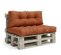 Déco Arts - Coussin Palette Lot de 2 (Assise 120x80 + Dossier 120x40) - Tissu Déperlant Anti-UV - Mousse Confort 240g/m² - Oeko-TEX 100 - Terracotta