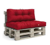 Déco Arts - Coussin Palette Lot de 2 (Assise 120x80 + Dossier 120x40) - Tissu Déperlant Anti-UV - Mousse Confort 240g/m² - Oeko-TEX 100 - Rouge Piment