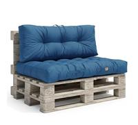 Déco Arts - Coussin Palette Lot de 2 (Assise 120x80 + Dossier 120x40) - Tissu Déperlant Anti-UV - Mousse Confort 240g/m² - Oeko-TEX 100 - Bleu Pétrole