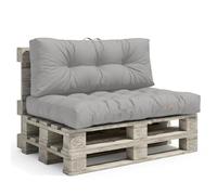 Déco Arts - Coussin Palette Lot de 2 (Assise 120x80 + Dossier 120x40) - Tissu Déperlant Anti-UV - Mousse Confort 240g/m² - Oeko-TEX 100 - Gris Galet
