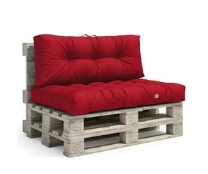 Déco Arts - Coussin Palette Lot de 2 (Assise 120x80 + Dossier 120x40) - Tissu Déperlant Anti-UV - Mousse Confort 240g/m² - Oeko-TEX 100 - Rouge Piment
